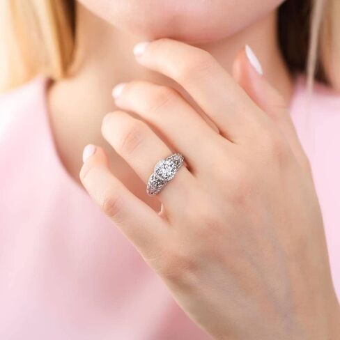 BERRICLE Sterling Silver CZ Solitaire Wedding Engagement Promise Rings for Her, Round Cubic Zirconia Ring for Women in Saudi Arabia