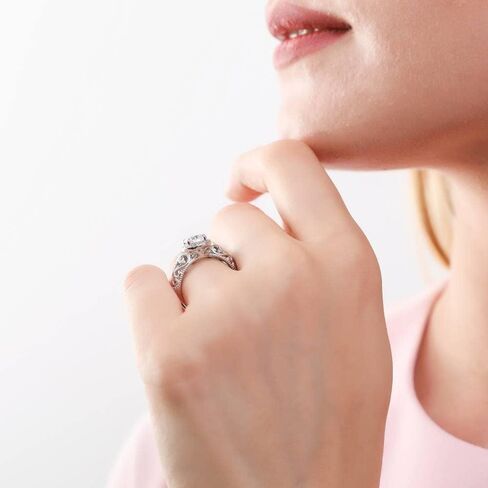 BERRICLE Sterling Silver CZ Solitaire Wedding Engagement Promise Rings for Her, Round Cubic Zirconia Ring for Women in Saudi Arabia