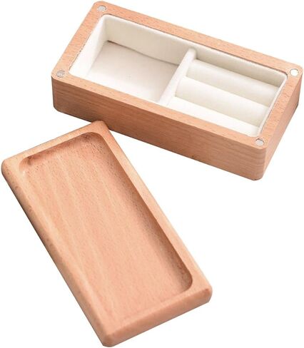 Jewelry Box Organizer Trinket Box Holder Portable Travel Desktop Wooden Jewelry Case Jewelry Storage Box for Earrings Rings, Light Wood Color in Saudi Arabia