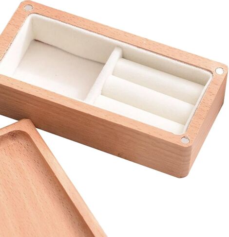 Jewelry Box Organizer Trinket Box Holder Portable Travel Desktop Wooden Jewelry Case Jewelry Storage Box for Earrings Rings, Light Wood Color in Saudi Arabia
