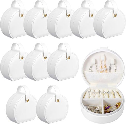 10 Pack Travel Jewelry Case Mini Jewelry Travel Case, Half Moon Design, Detachable Handle, Small Earring Storage Organizer for Women Girls Bridesmaid Proposal Gifts(White) in Saudi Arabia