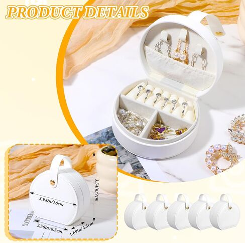 10 Pack Travel Jewelry Case Mini Jewelry Travel Case, Half Moon Design, Detachable Handle, Small Earring Storage Organizer for Women Girls Bridesmaid Proposal Gifts(White) in Saudi Arabia