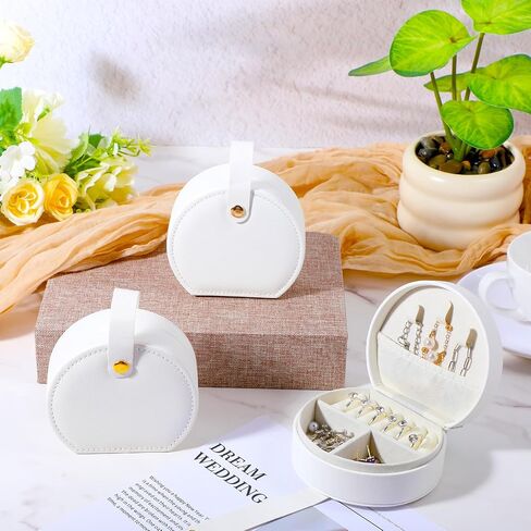 10 Pack Travel Jewelry Case Mini Jewelry Travel Case, Half Moon Design, Detachable Handle, Small Earring Storage Organizer for Women Girls Bridesmaid Proposal Gifts(White) in Saudi Arabia
