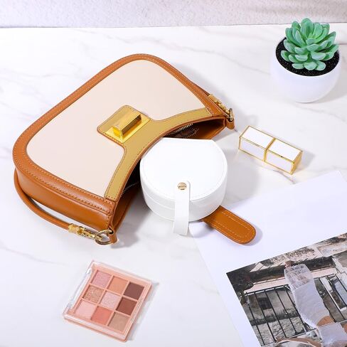 10 Pack Travel Jewelry Case Mini Jewelry Travel Case, Half Moon Design, Detachable Handle, Small Earring Storage Organizer for Women Girls Bridesmaid Proposal Gifts(White) in Saudi Arabia