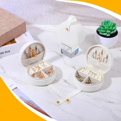 10 Pack Travel Jewelry Case Mini Jewelry Travel Case, Half Moon Design, Detachable Handle, Small Earring Storage Organizer for Women Girls Bridesmaid Proposal Gifts(White) in Saudi Arabia