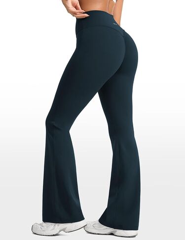 Womens High Waist No Front Seam Scrunch Butt Flare Leggings Workouts 31 Inches V-Back Bootcut Gym Yoga Pants in Kuwait