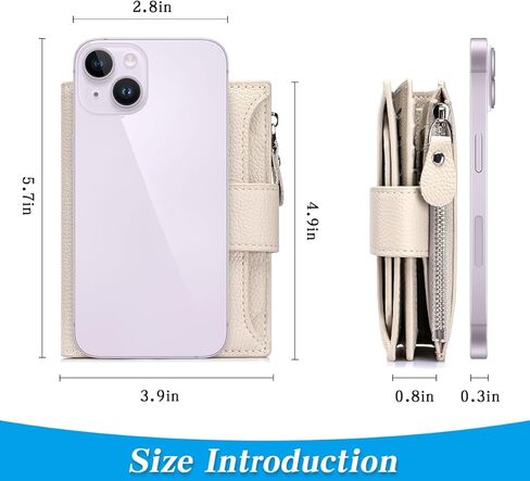 محفظة Rfid Blocking للنساء، محفظة جلدية ثنائية الطي، حامل بطاقات مدمج مع جيب للعملات المعدنية بسحاب و4 نوافذ لبطاقة الهوية، أسود in Kuwait