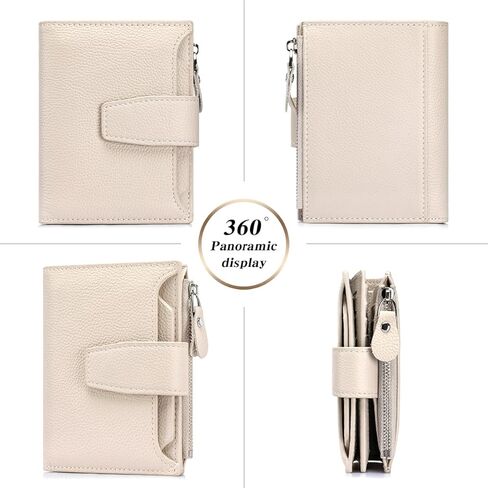 محفظة Rfid Blocking للنساء، محفظة جلدية ثنائية الطي، حامل بطاقات مدمج مع جيب للعملات المعدنية بسحاب و4 نوافذ لبطاقة الهوية، أسود in Kuwait