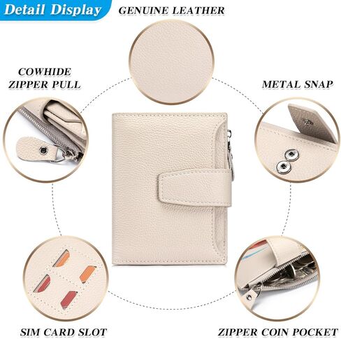 محفظة Rfid Blocking للنساء، محفظة جلدية ثنائية الطي، حامل بطاقات مدمج مع جيب للعملات المعدنية بسحاب و4 نوافذ لبطاقة الهوية، أسود in Kuwait