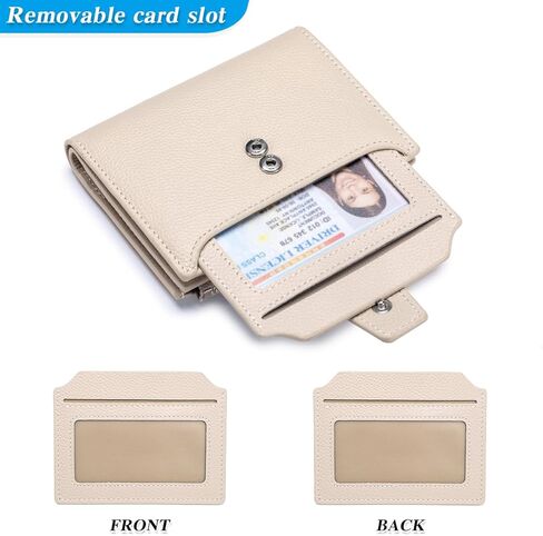 محفظة Rfid Blocking للنساء، محفظة جلدية ثنائية الطي، حامل بطاقات مدمج مع جيب للعملات المعدنية بسحاب و4 نوافذ لبطاقة الهوية، أسود in Kuwait