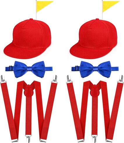 8 Pcs Halloween Costume Set Clown Hats with Flag Y Back Style Suspenders Bow Ties for Adult Men Women Halloween Cosplay Party Dress Up in Saudi Arabia