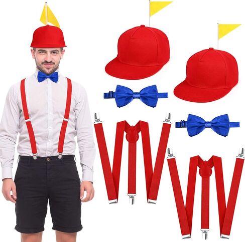 8 Pcs Halloween Costume Set Clown Hats with Flag Y Back Style Suspenders Bow Ties for Adult Men Women Halloween Cosplay Party Dress Up in Saudi Arabia