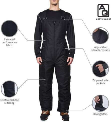 Arctic Quest Toddler Boys Color Block Snowsuit Fleece Lined Hooded Jacket and Bib Set, Deep Black, 3T in Kuwait