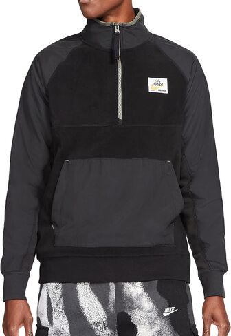 Nike Sportswear Men's 1/2 Zip Fleece Jacket (US, Alpha, Medium, Regular, Regular, Black/Black/Off Noir) in Saudi Arabia