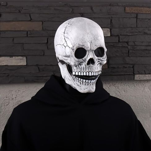 NTSWZYS Realistic Halloween Full Head Skull Mask with Movable Jaw,Scary Latex Helmet for Cosplay Party Props in Saudi Arabia
