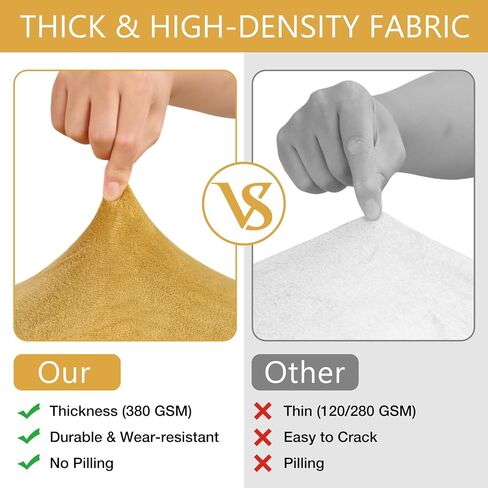 MANSPHIL Gold Chair Seat Covers Set of 4 - Thick & High Stretch Dining Room Chair Covers for Kitchen Washable Velvet Spandex Blend in Kuwait