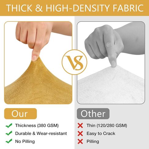 مجموعة أغطية مقاعد الكراسي الذهبية من MANSPHIL مكونة من 4 - أغطية كراسي غرفة الطعام سميكة وعالية التمدد للمطبخ، مزيج من الألياف اللدنة المخملية القابلة للغسل in Kuwait