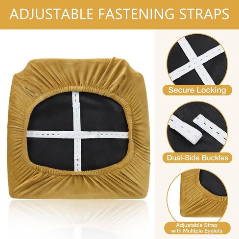 مجموعة أغطية مقاعد الكراسي الذهبية من MANSPHIL مكونة من 4 - أغطية كراسي غرفة الطعام سميكة وعالية التمدد للمطبخ، مزيج من الألياف اللدنة المخملية القابلة للغسل in Kuwait