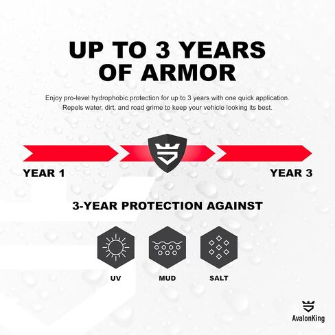 مجموعة طلاء سيراميك نانو من AvalonKing Armor Shield IX MAX مع تركيبة معالجة سريعة، 1 أونصة سائلة (30 مل) - حماية الطلاء لمدة 3 سنوات لمدة 9 ساعات، لمعان شديد كاره للماء، علاج سريع لمدة 4 ساعات، مجموعة تفاصيل السيارة بنفسك in Saudi Arabia