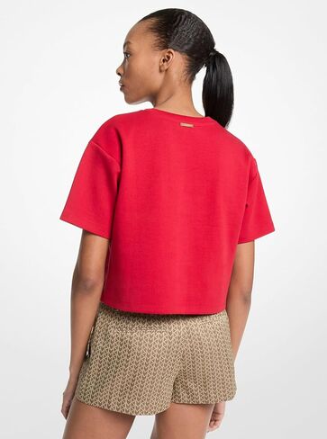 Michael Kors Women's Mk Embossed Logo Oversized Cropped T-Shirt in Saudi Arabia