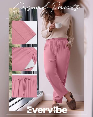 3 Pack Women's Plus Size Pants, Drawstring Wide Leg High Waist Sweatpants Loose Casual Lounge Pants with Pockets in Saudi Arabia