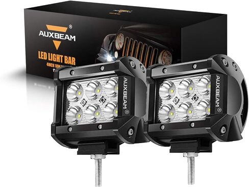 Auxbeam 2 Pcs LED Light Bars 4 inch LED Pods 18W Driving Light Spot Beam for Jeep, ATV, UTV, Truck, Offroad Vehicle (Without Wiring Harness) in Saudi Arabia