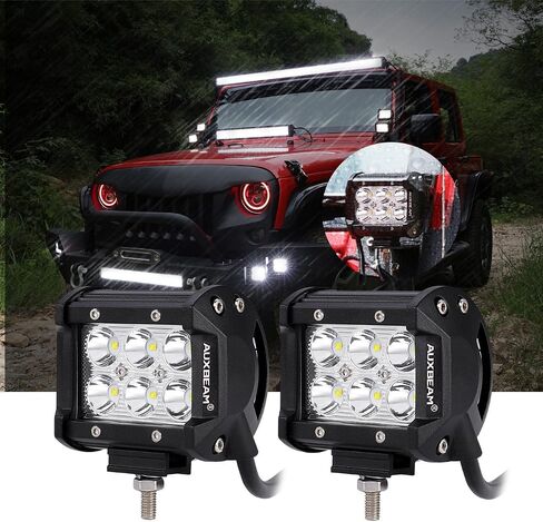 Auxbeam 2 Pcs LED Light Bars 4 inch LED Pods 18W Driving Light Spot Beam for Jeep, ATV, UTV, Truck, Offroad Vehicle (Without Wiring Harness) in Saudi Arabia