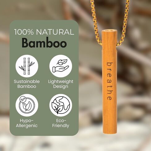 Bamboo Breathing Necklace for Meditation, Mindfulness Tool, Stress Reducer, Eco-Friendly Breathe Pendant, Portable Relaxation Gift for Men & Women in Saudi Arabia