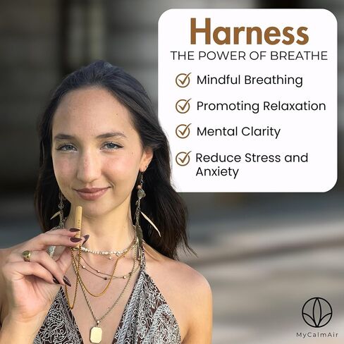 Bamboo Breathing Necklace for Meditation, Mindfulness Tool, Stress Reducer, Eco-Friendly Breathe Pendant, Portable Relaxation Gift for Men & Women in Saudi Arabia