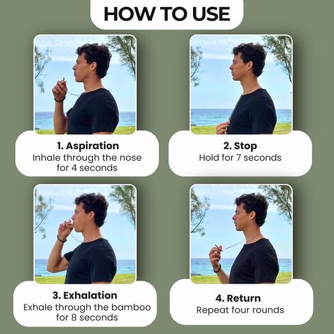 Bamboo Breathing Necklace for Meditation, Mindfulness Tool, Stress Reducer, Eco-Friendly Breathe Pendant, Portable Relaxation Gift for Men & Women in Saudi Arabia