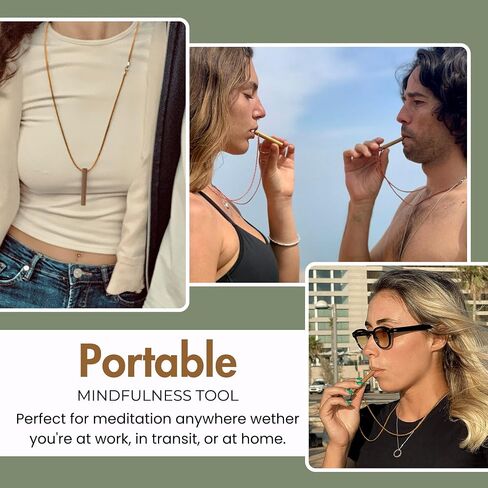 Bamboo Breathing Necklace for Meditation, Mindfulness Tool, Stress Reducer, Eco-Friendly Breathe Pendant, Portable Relaxation Gift for Men & Women in Saudi Arabia