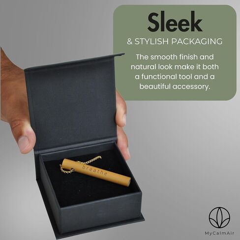 Bamboo Breathing Necklace for Meditation, Mindfulness Tool, Stress Reducer, Eco-Friendly Breathe Pendant, Portable Relaxation Gift for Men & Women in Saudi Arabia