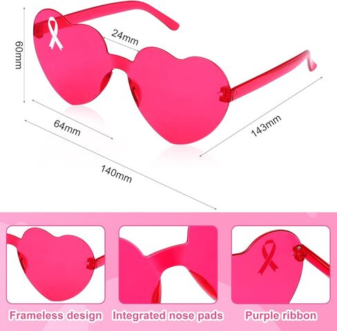 12 Set Breast Cancer Awareness Bandana and Heart Glasses Pink Ribbon Sunglasses Bandanas Bulk for Women Breast Cancer Charity Event Survivor Campaign Party Supplies in Kuwait