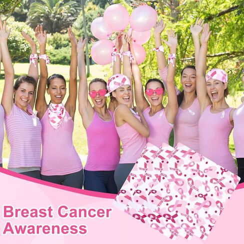12 Set Breast Cancer Awareness Bandana and Heart Glasses Pink Ribbon Sunglasses Bandanas Bulk for Women Breast Cancer Charity Event Survivor Campaign Party Supplies in Kuwait