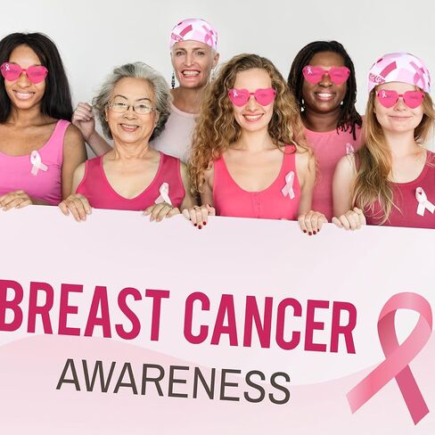 12 Set Breast Cancer Awareness Bandana and Heart Glasses Pink Ribbon Sunglasses Bandanas Bulk for Women Breast Cancer Charity Event Survivor Campaign Party Supplies in Kuwait