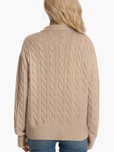 Womens Oversized Cable Knit Sweater Fall Fashion 2025 Lapel V Neck Chunky Pullover Tops Causal Winter Outfits in Kuwait