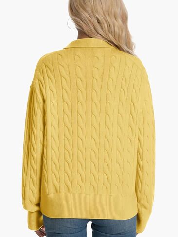 Womens Oversized Cable Knit Sweater Fall Fashion 2025 Lapel V Neck Chunky Pullover Tops Causal Winter Outfits in Kuwait