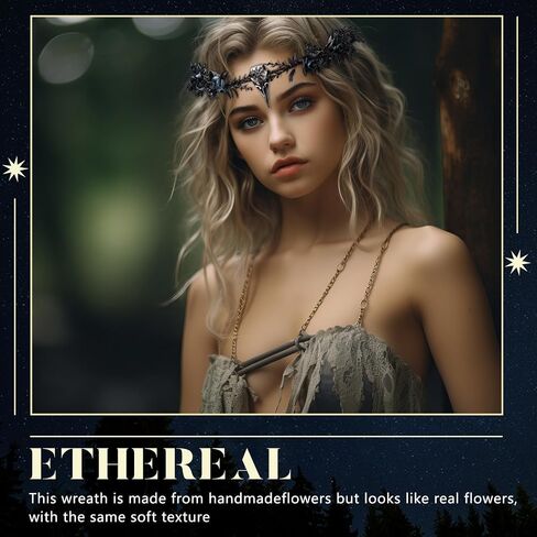 Black Raven Feather Crown Gothic Elf Circlet with Raven Skull Moon Tiara for Halloween Cosplay Renaissance(Crow Style,8.2 x 6.3 Inch) in Saudi Arabia