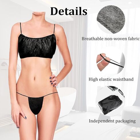 Disposable Bras and Panties 10pcs Women Non-Woven Spa Salon Underwear Set Individual packaging Thong for Travel in Saudi Arabia