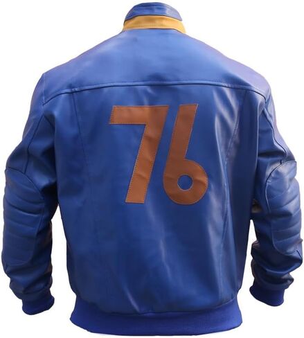 Vault Fall out 76 Jacket - Blue Faux Leather 76 Vault Biker Jacket For Men Fallout 76 Biker Jacket For Men in Kuwait