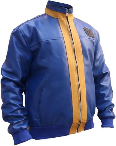 Vault Fall out 76 Jacket - Blue Faux Leather 76 Vault Biker Jacket For Men Fallout 76 Biker Jacket For Men in Kuwait