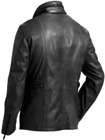 Men's Leather Coat Biker Motorcycle Real Lambskin Field Brown Coat With Pockets in Saudi Arabia