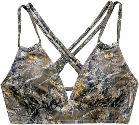 WDIRARA Women's Camo Triangle Bikini Top Criss Cross Backless Swim Top in Saudi Arabia