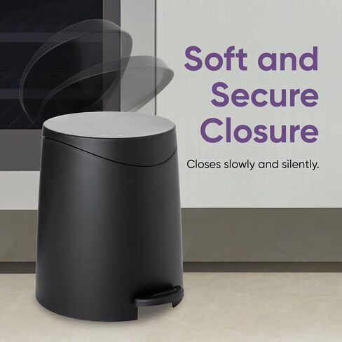 Superio Mini Bathroom Trash Can with Lid 3 Liter, Plastic Waste Bin 0.75 Gallon, Modern Flat Lid Step On Trash Can with Foot Pedal, for Bathroom, Bedroom, Office, Under Desk, Soft Close (2, Grey) in Kuwait