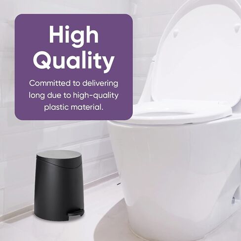 Superio Mini Bathroom Trash Can with Lid 3 Liter, Plastic Waste Bin 0.75 Gallon, Modern Flat Lid Step On Trash Can with Foot Pedal, for Bathroom, Bedroom, Office, Under Desk, Soft Close (2, Grey) in Kuwait