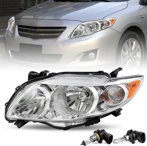مجموعة المصابيح الأمامية JSBOYAT لموديلات 2009 2010 Toyota Corolla CE/LE/XLE غطاء أسود كهرماني عاكس زوج بديل للسائق وجانب الركاب... in Saudi Arabia