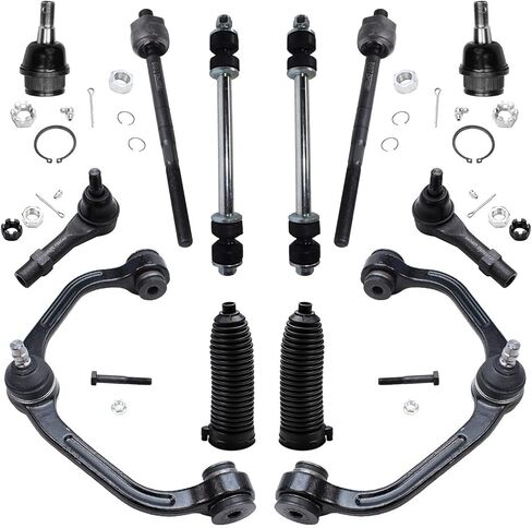 محور ديترويت - مجموعة تعليق أمامية مكونة من 12 قطعة لسيارة Ford Ranger Mazda B2300 B2500 B3000 B4000، 2 أذرع تحكم علوية 2 مفاصل كروية سفلية 4 قضبان ربط خارجية داخلية 2 حذاء 2 استبدال وصلات قضيب التأرجح in Saudi Arabia