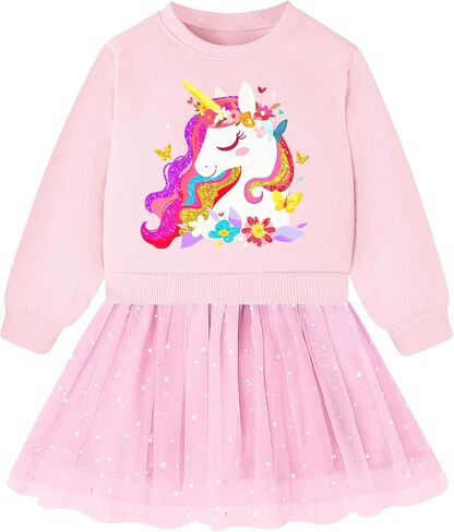 Vieille Girls Dresses Long Sleeve Sweat Party Dress with Sequin Tulle Skirt 2-7 Years in Kuwait