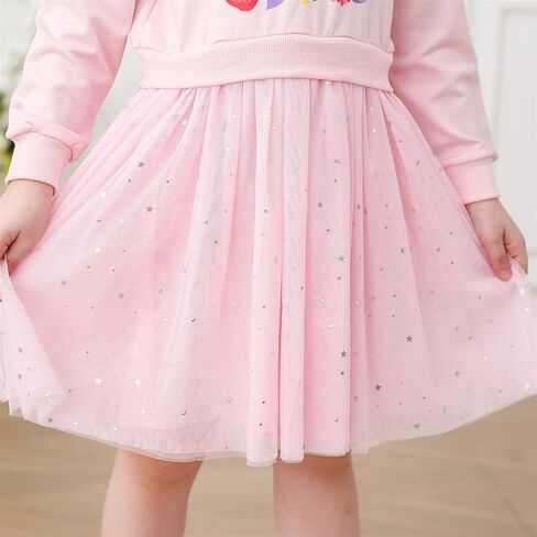 Vieille Girls Dresses Long Sleeve Sweat Party Dress with Sequin Tulle Skirt 2-7 Years in Kuwait