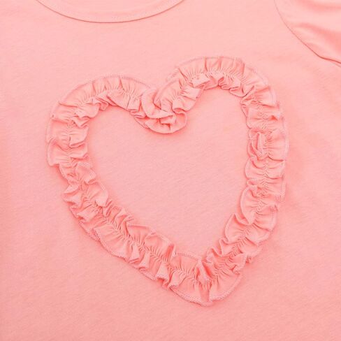 Noomelfish Girls Ruffle Heart T-Shirts Cute Short Sleeve Tee Tops (3-12 Years) in Kuwait